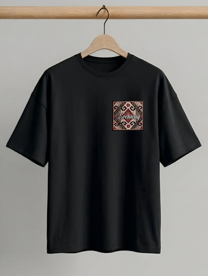 Evenway Anatolian Rug Beige Oversized Cultural Graphic Shirt
