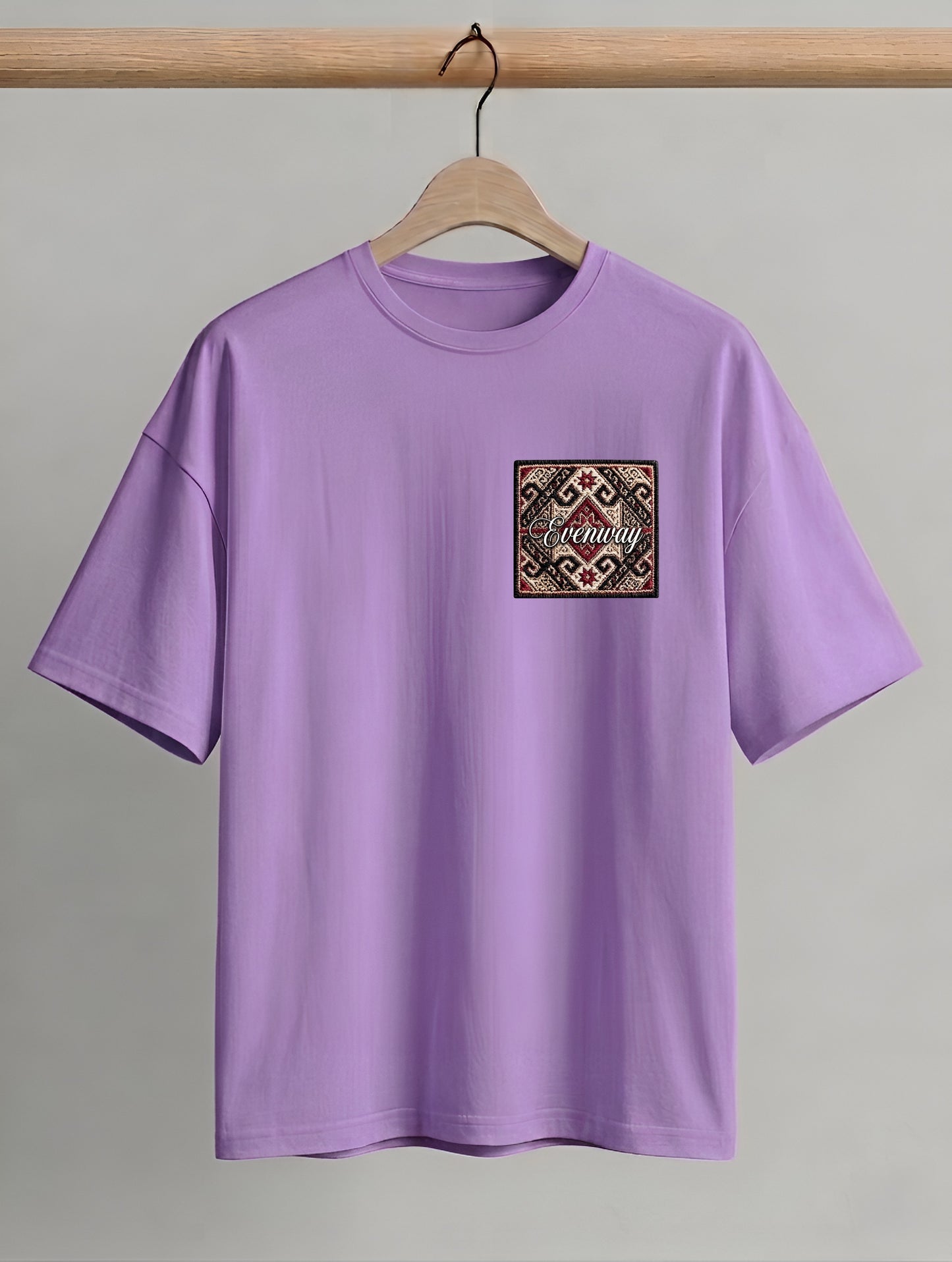 Evenway Anatolian Rug Beige Oversized Cultural Graphic Shirt