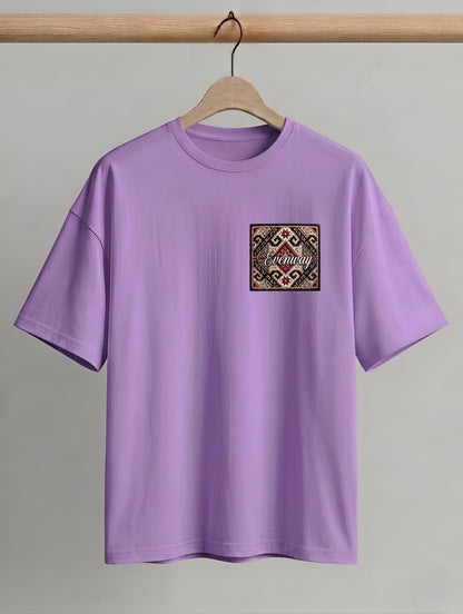 Evenway Anatolian Rug Beige Oversized Cultural Graphic Shirt
