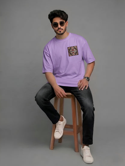 Evenway Anatolian Rug Beige Oversized Cultural Graphic Shirt