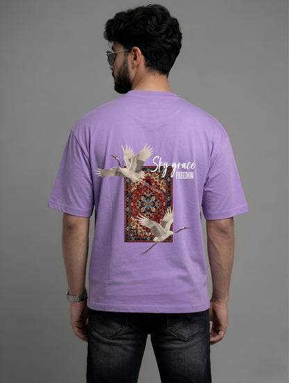 Evenway Fly Your Own Way Crane Print Graphic Oversized Tee