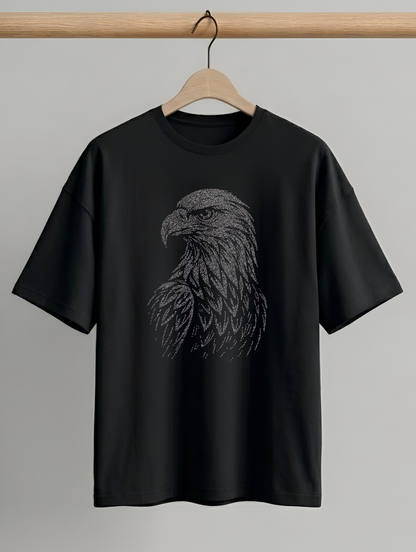 Evenway Midnight Eagle Graphic T-Shirt Minimalist Dot Art Tee
