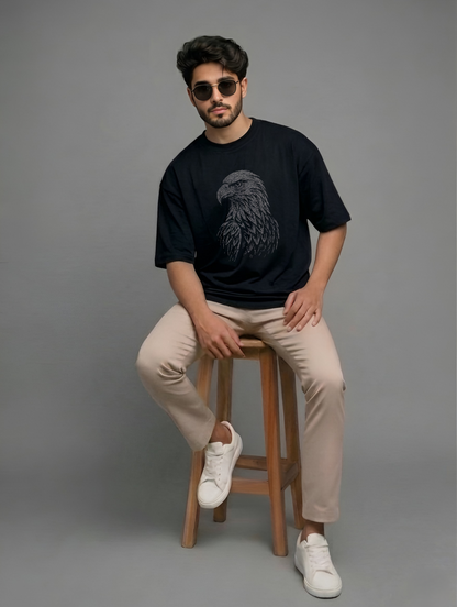 Evenway Midnight Eagle Graphic T-Shirt Minimalist Dot Art Tee