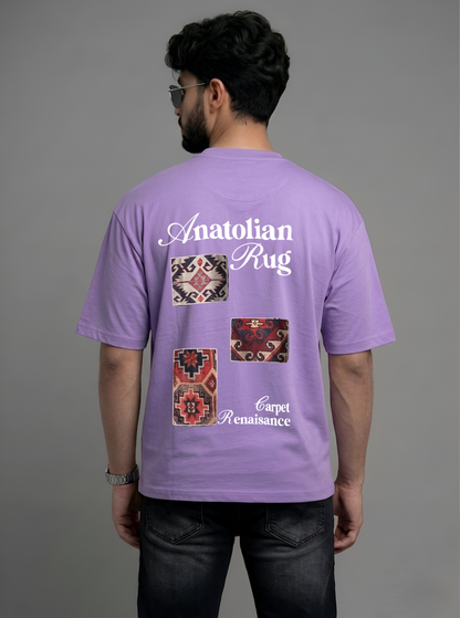 Evenway Anatolian Rug Beige Oversized Cultural Graphic Shirt