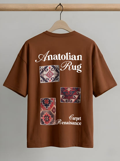 Evenway Anatolian Rug Beige Oversized Cultural Graphic Shirt