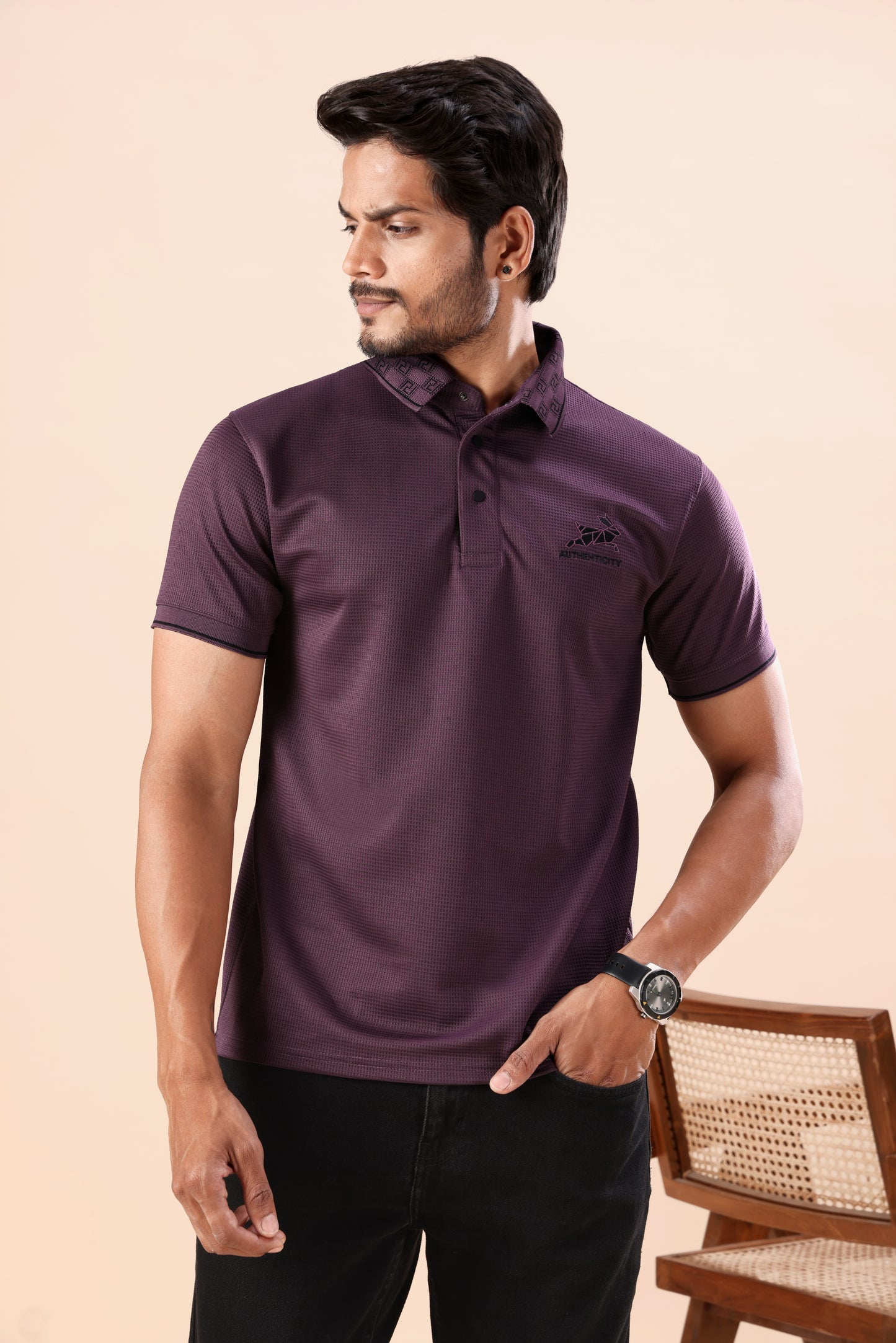 Evenway Men's Premium Textured Polo Shirt for Casual Wear