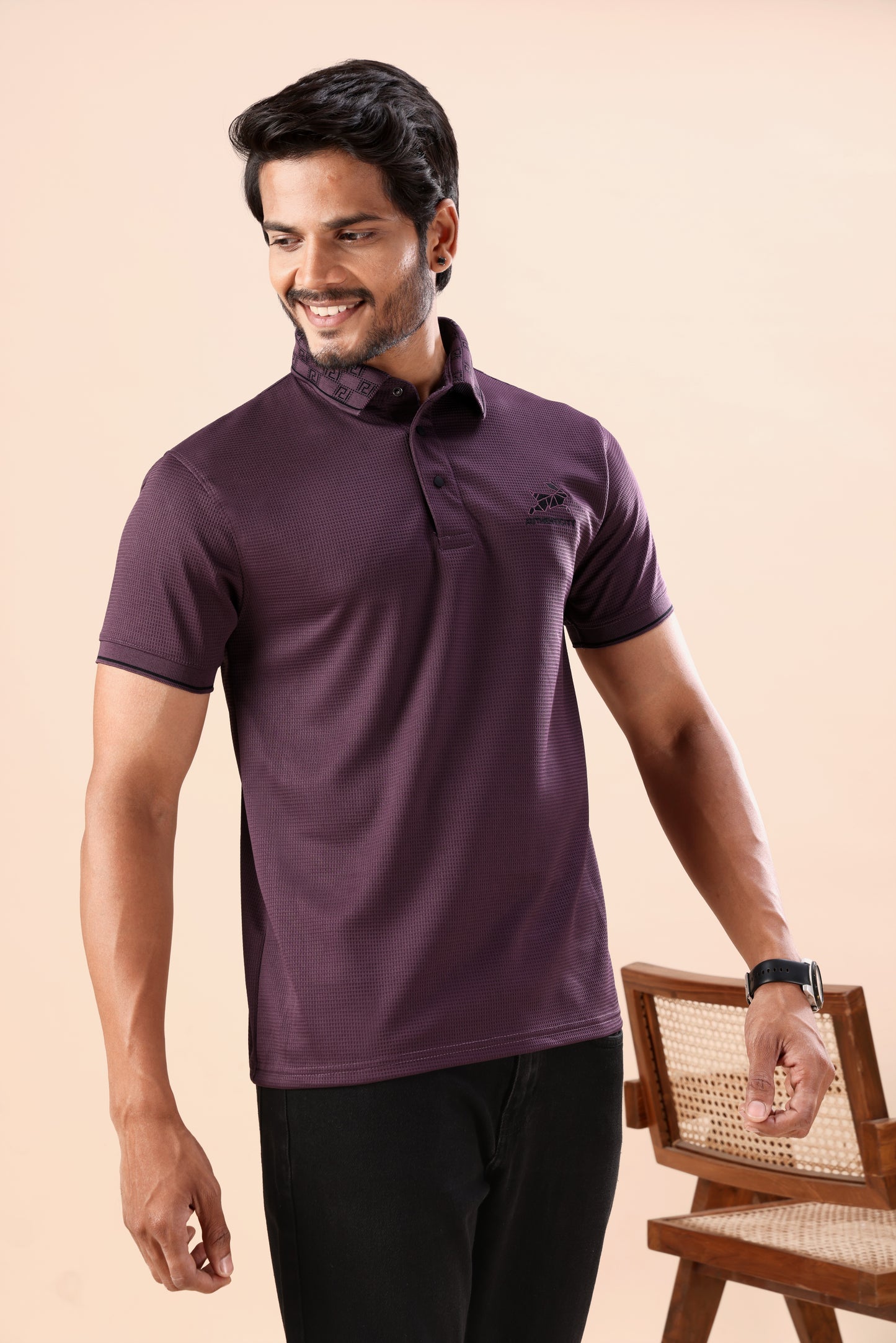 Evenway Men's Premium Textured Polo Shirt for Casual Wear