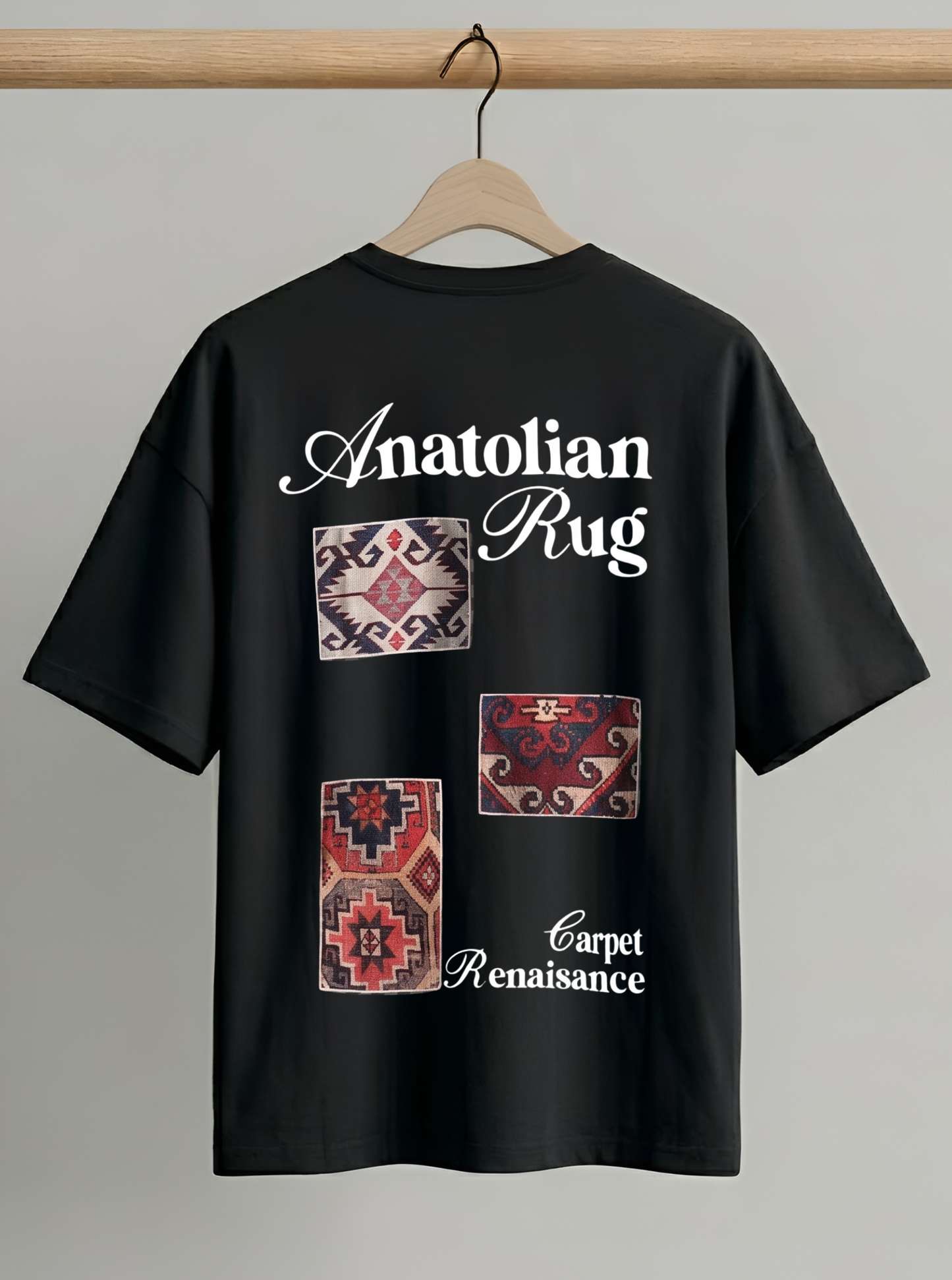 Evenway Anatolian Rug Beige Oversized Cultural Graphic Shirt