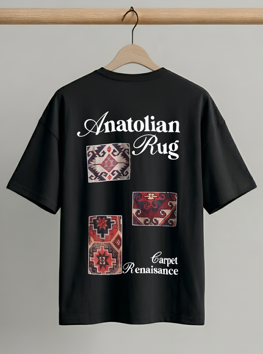 Evenway Anatolian Rug Beige Oversized Tee | Cultural Graphic Shirt