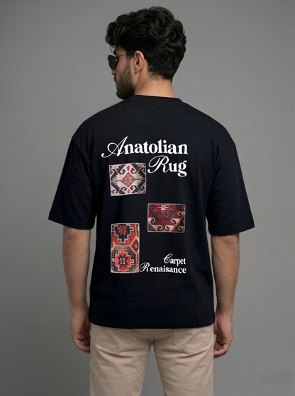 Evenway Anatolian Rug Beige Oversized Cultural Graphic Shirt