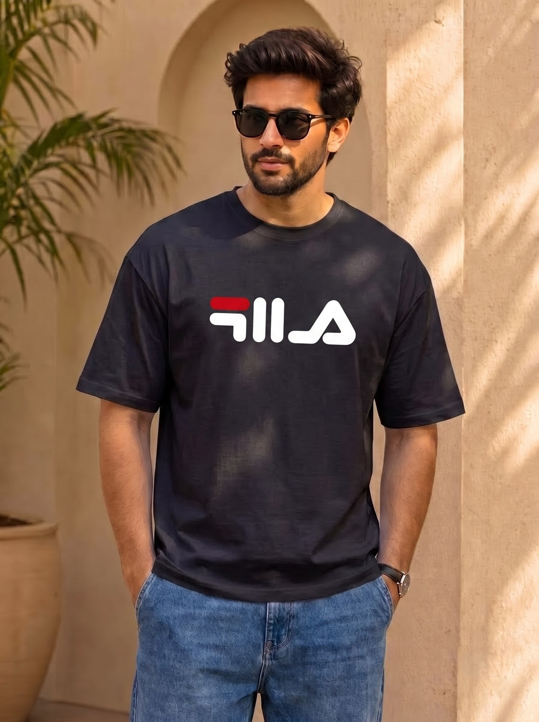 Men's Black Oversized Graphic T-Shirt | Trendy Streetwear Tee