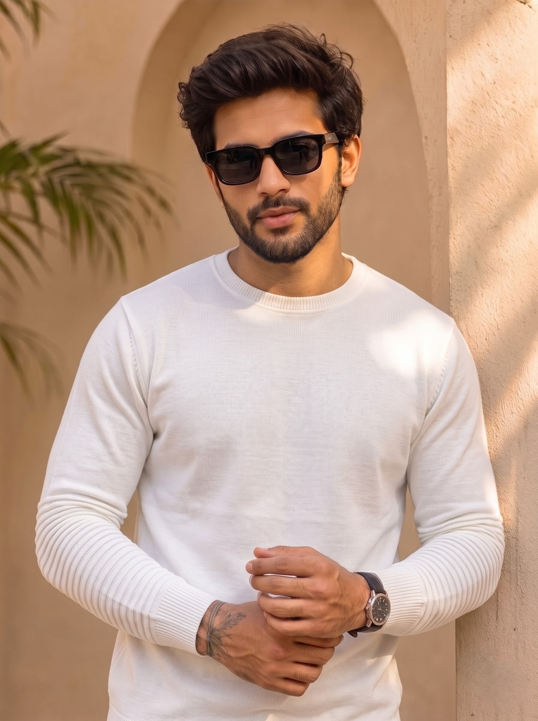 Evenway Men's Solid Plain Full Sleeve 260GSM T-Shirt / Sweatshirt
