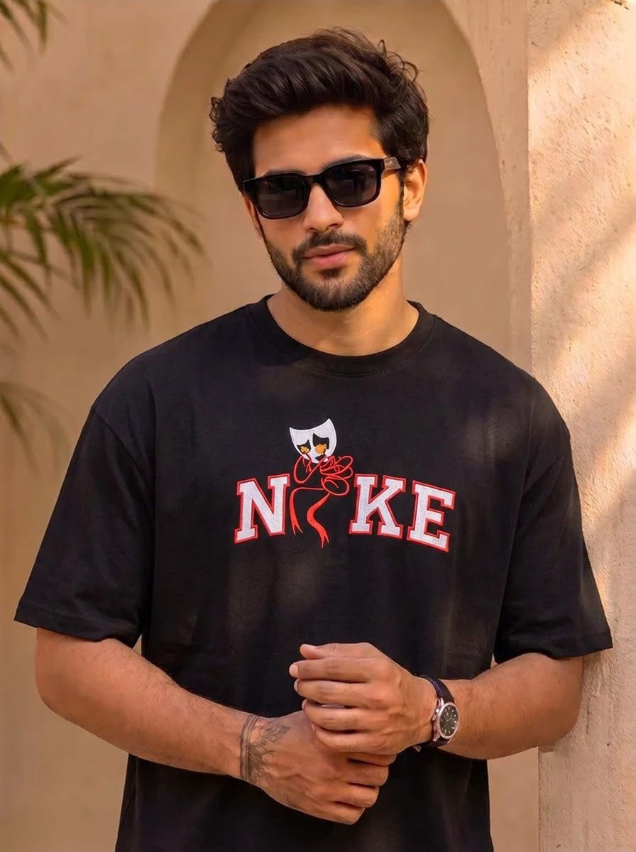 Men's Black Graphic Oversized T-Shirt | Casual Streetwear Tee