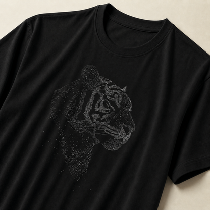 Evenway Shadow Tiger Graphic T-Shirt Minimalist Dot Art Tee