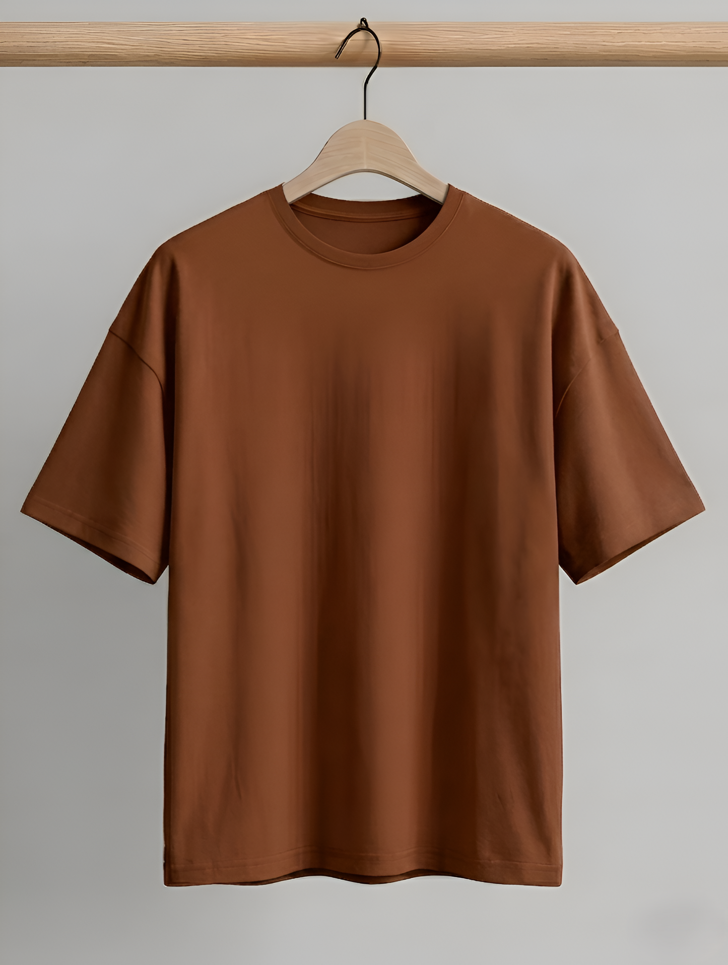 Premium Oversized Brown Heavyweight Drop Shoulder Cotton Tee