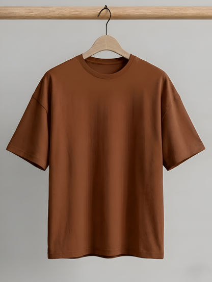 Premium Oversized Brown Heavyweight Drop Shoulder Cotton Tee