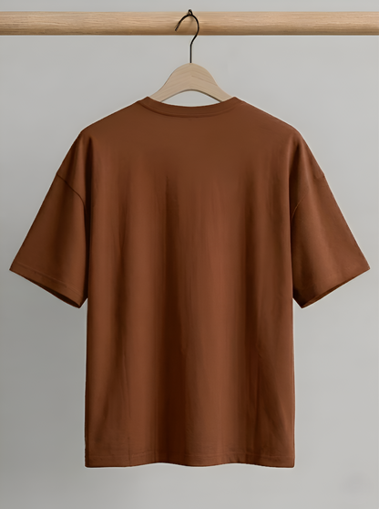 Premium Oversized Brown Heavyweight Drop Shoulder Cotton Tee