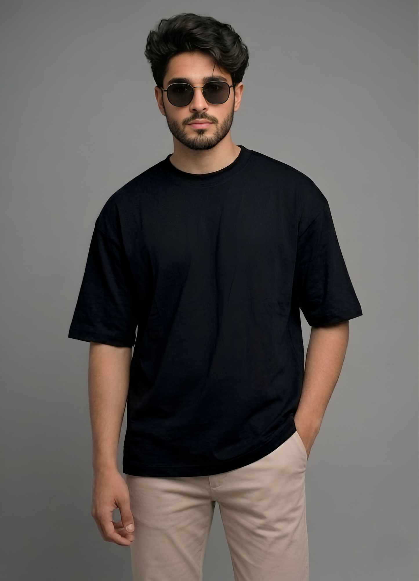 Premium Unisex Oversized Black Heavyweight Drop Shoulder Tee
