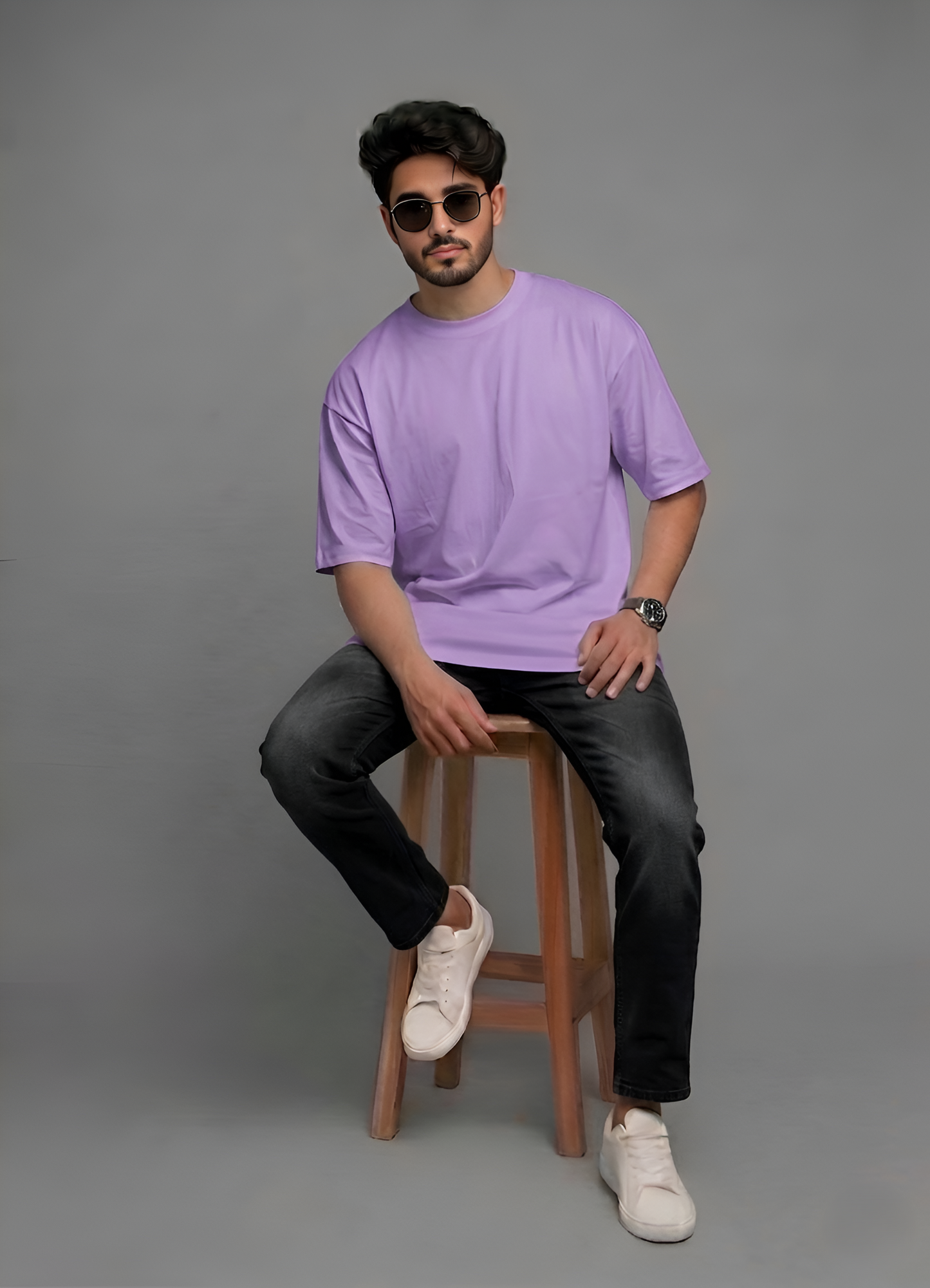 Premium Oversized Lavender Heavyweight Drop Shoulder Tee