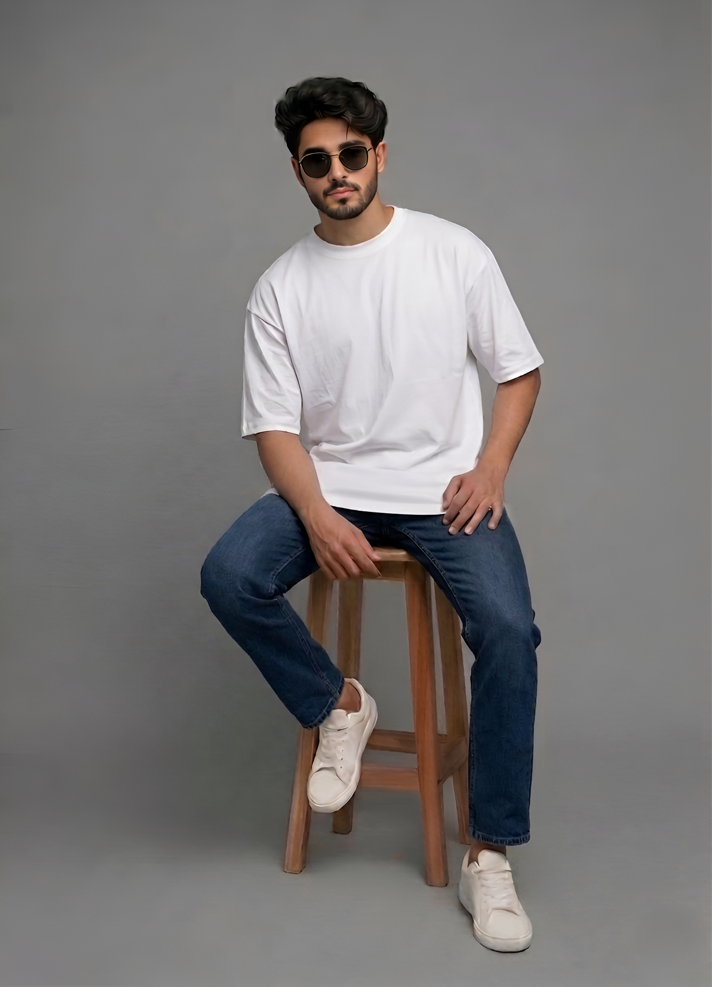 Premium Oversized White Heavyweight Drop Shoulder Cotton Tee