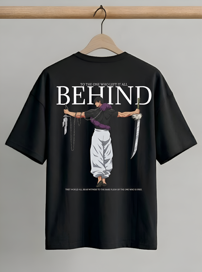 Evenway "Left It All Behind" Graphic Oversized T-Shirt – Premium Black Anime Streetwear