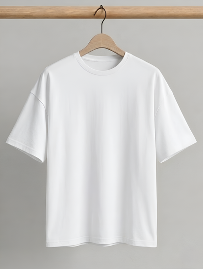 Premium Oversized White Heavyweight Drop Shoulder Cotton Tee