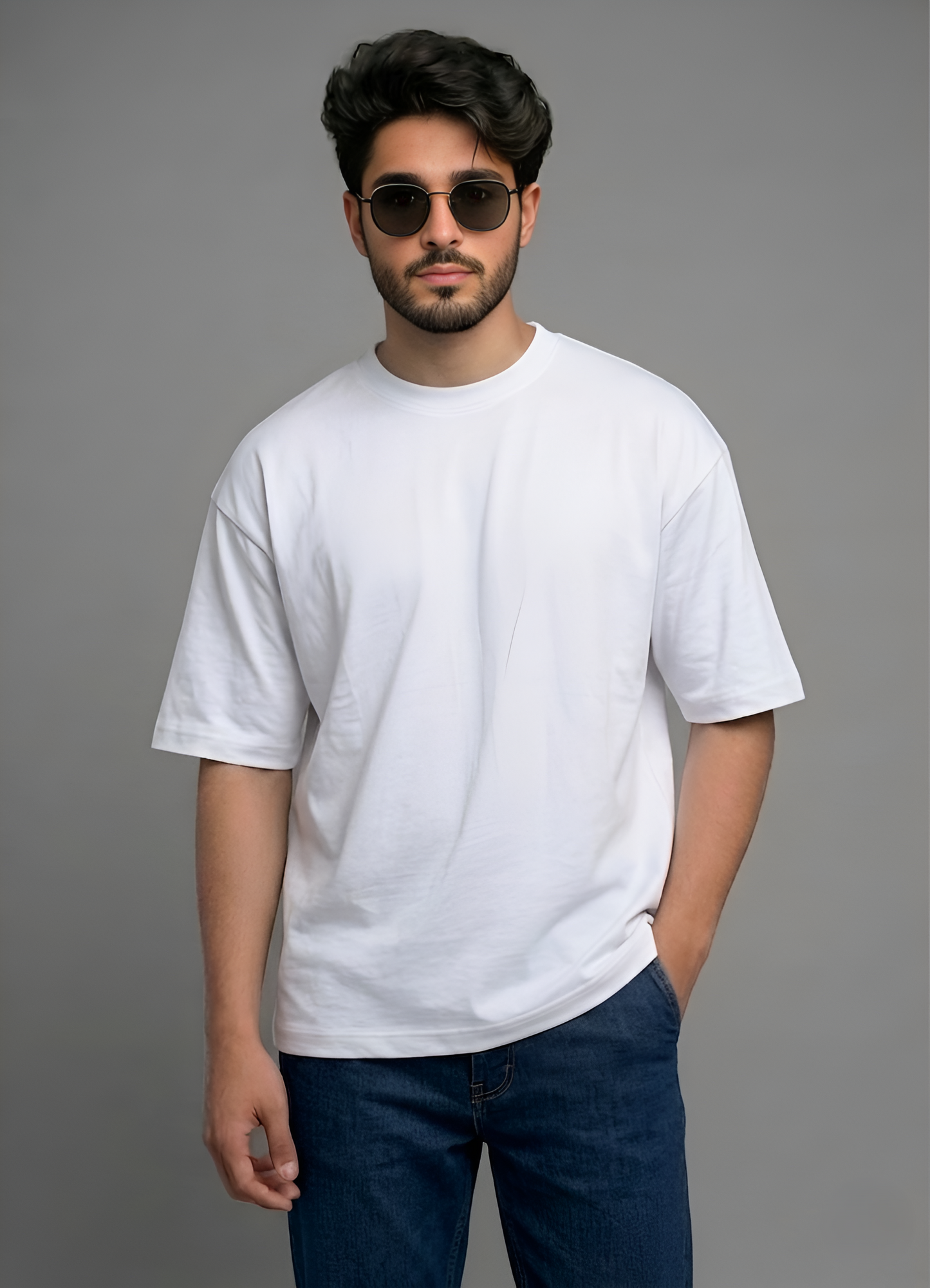 Premium Oversized White Heavyweight Drop Shoulder Cotton Tee