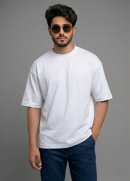 Premium Oversized White Heavyweight Drop Shoulder Cotton Tee
