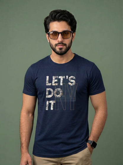 "Men's 'Let's Do It' Graphic Printed Cotton T-Shirt"