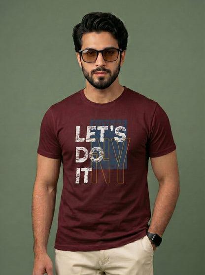 "Men's 'Let's Do It' Graphic Printed Cotton T-Shirt"