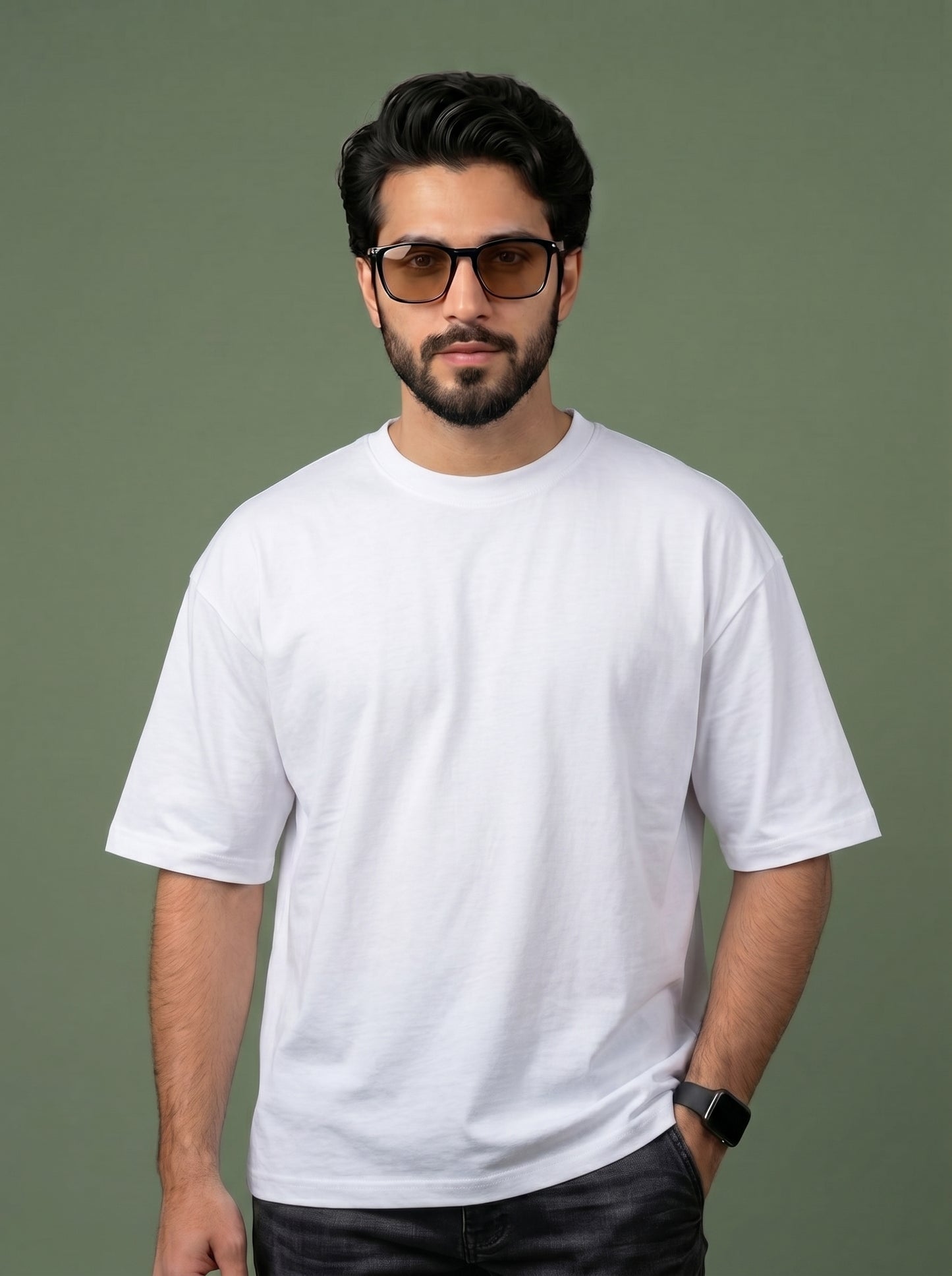 UrbanStyle Men's 240 GSM Oversized Plain T-Shirt | Relaxed Fit Heavyweight Crew Neck Cotton Tee