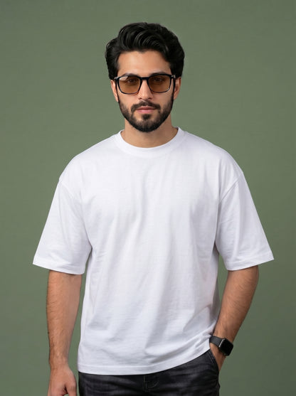 UrbanStyle Men's 240 GSM Oversized Plain T-Shirt | Relaxed Fit Heavyweight Crew Neck Cotton Tee