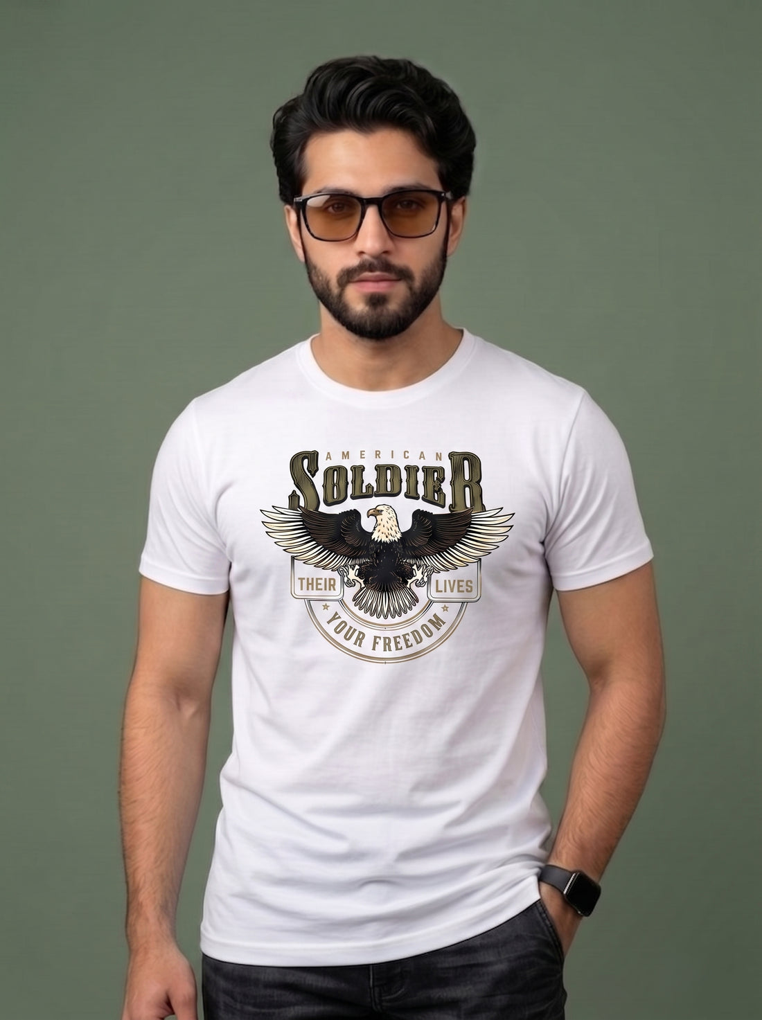 American Soldier Eagle Graphic T-Shirt | Patriotic Men's Casual Tee