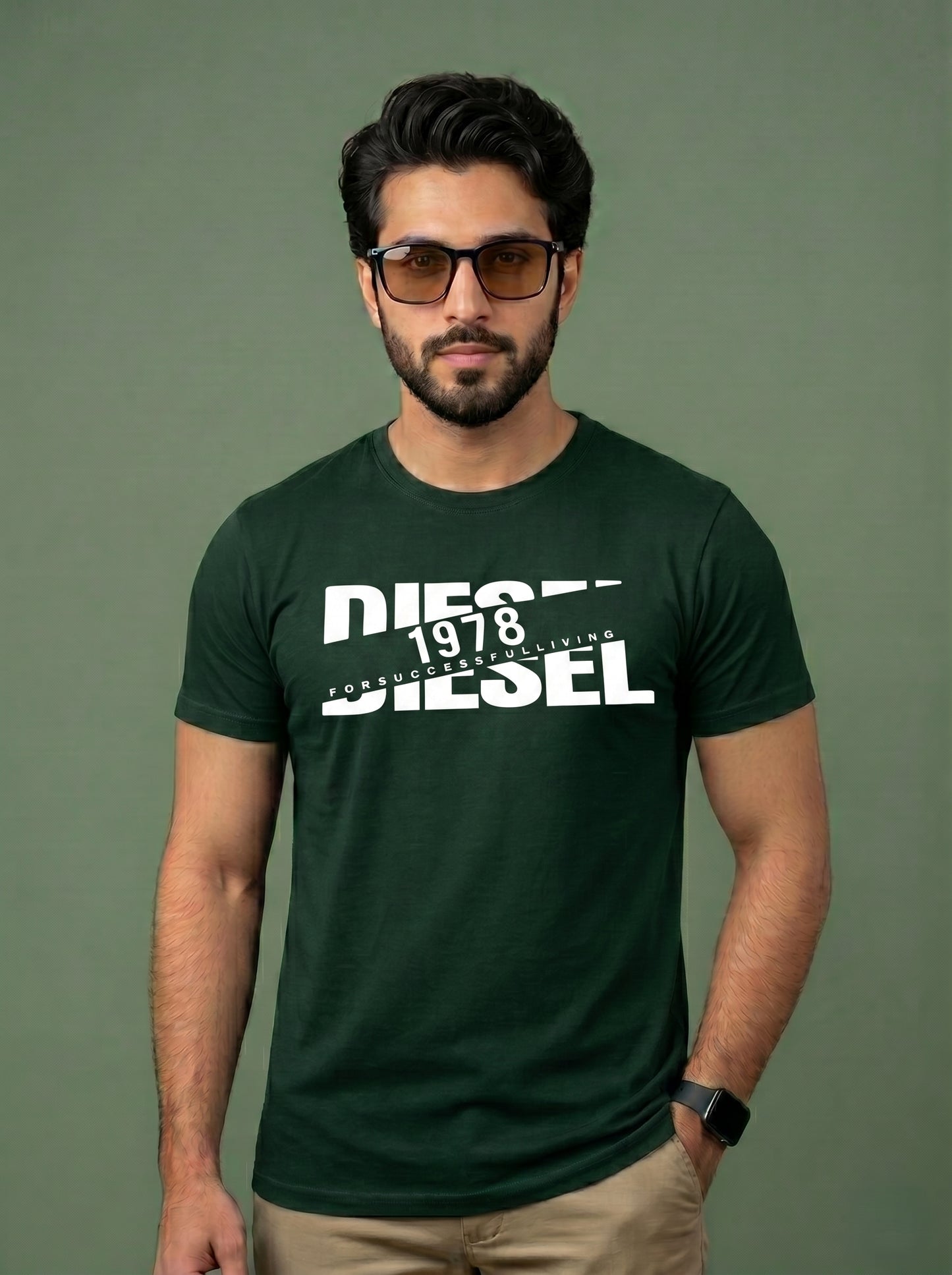 Evenway Men's Diesel 1978 Graphic Printed T-Shirt | Premium Cotton Casual Round Neck Tee