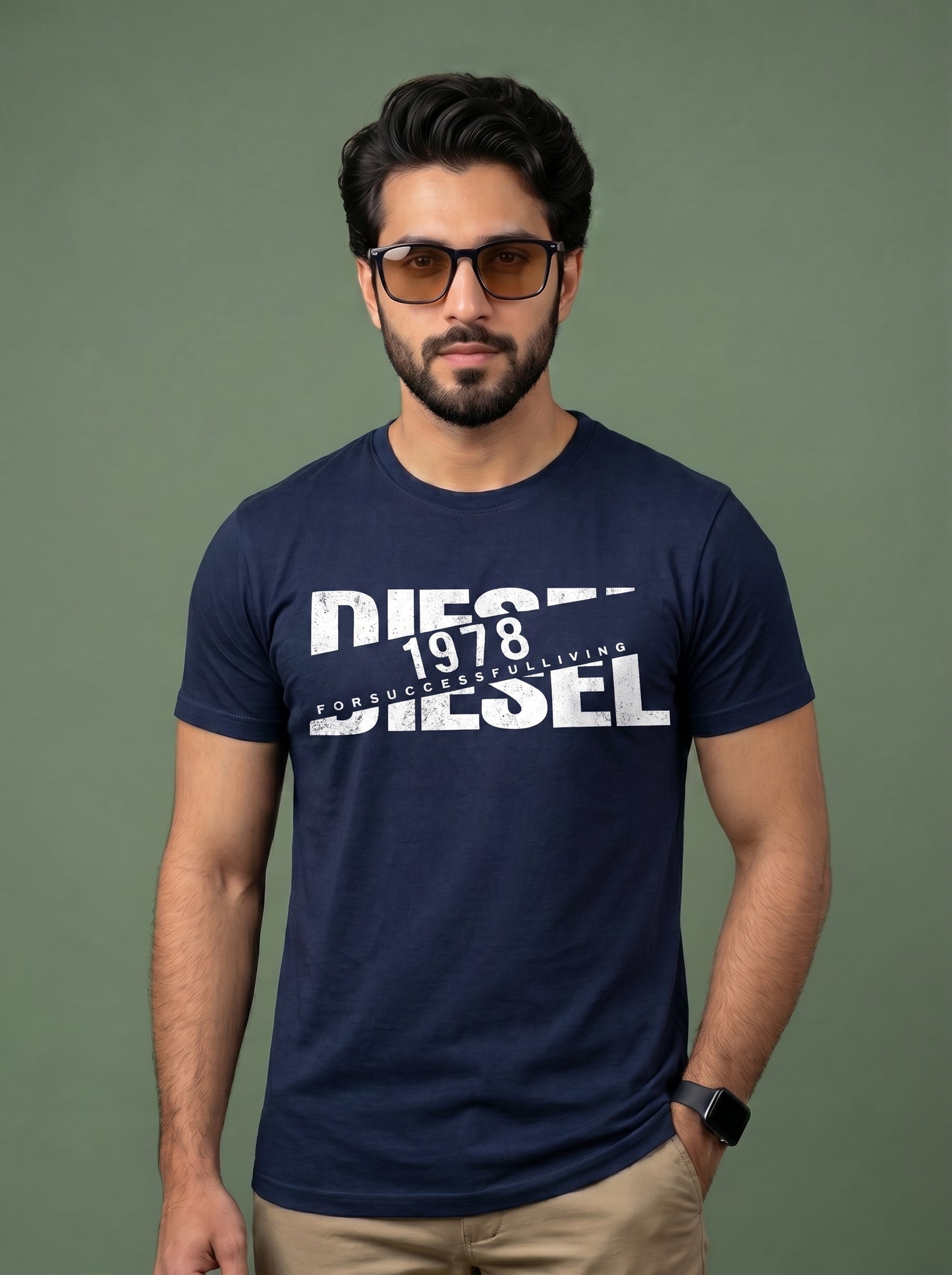 Evenway Men's Diesel 1978 Graphic Printed T-Shirt | Premium Cotton Casual Round Neck Tee
