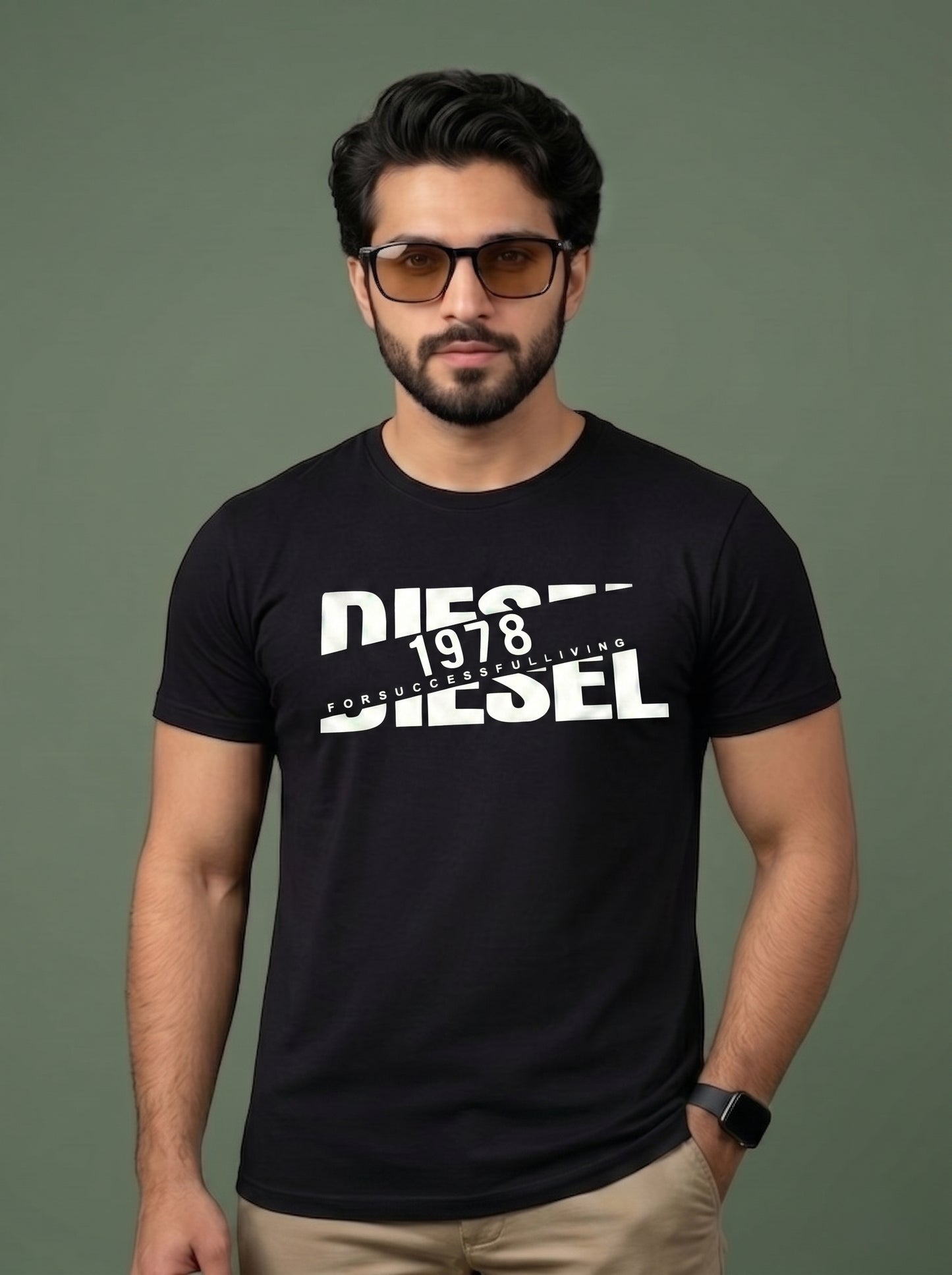 Evenway Men's Diesel 1978 Graphic Printed T-Shirt | Premium Cotton Casual Round Neck Tee