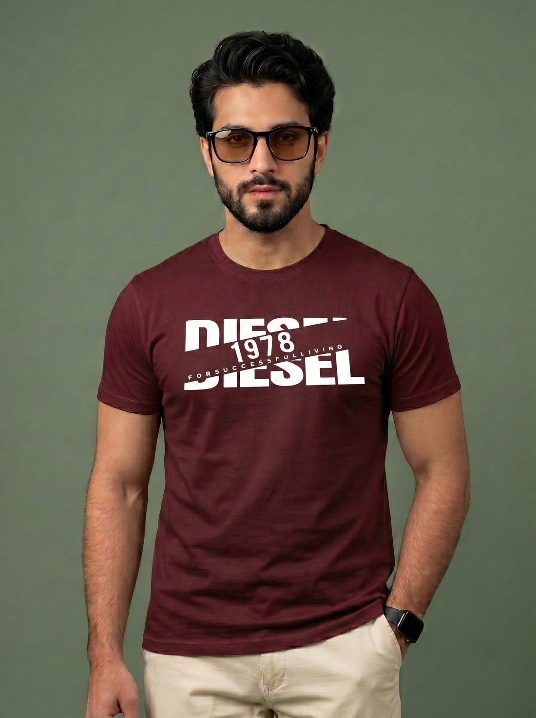 Evenway Men's Diesel 1978 Graphic Printed T-Shirt | Premium Cotton Casual Round Neck Tee