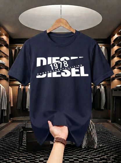 Evenway Men's Diesel 1978 Graphic Printed T-Shirt | Premium Cotton Casual Round Neck Tee