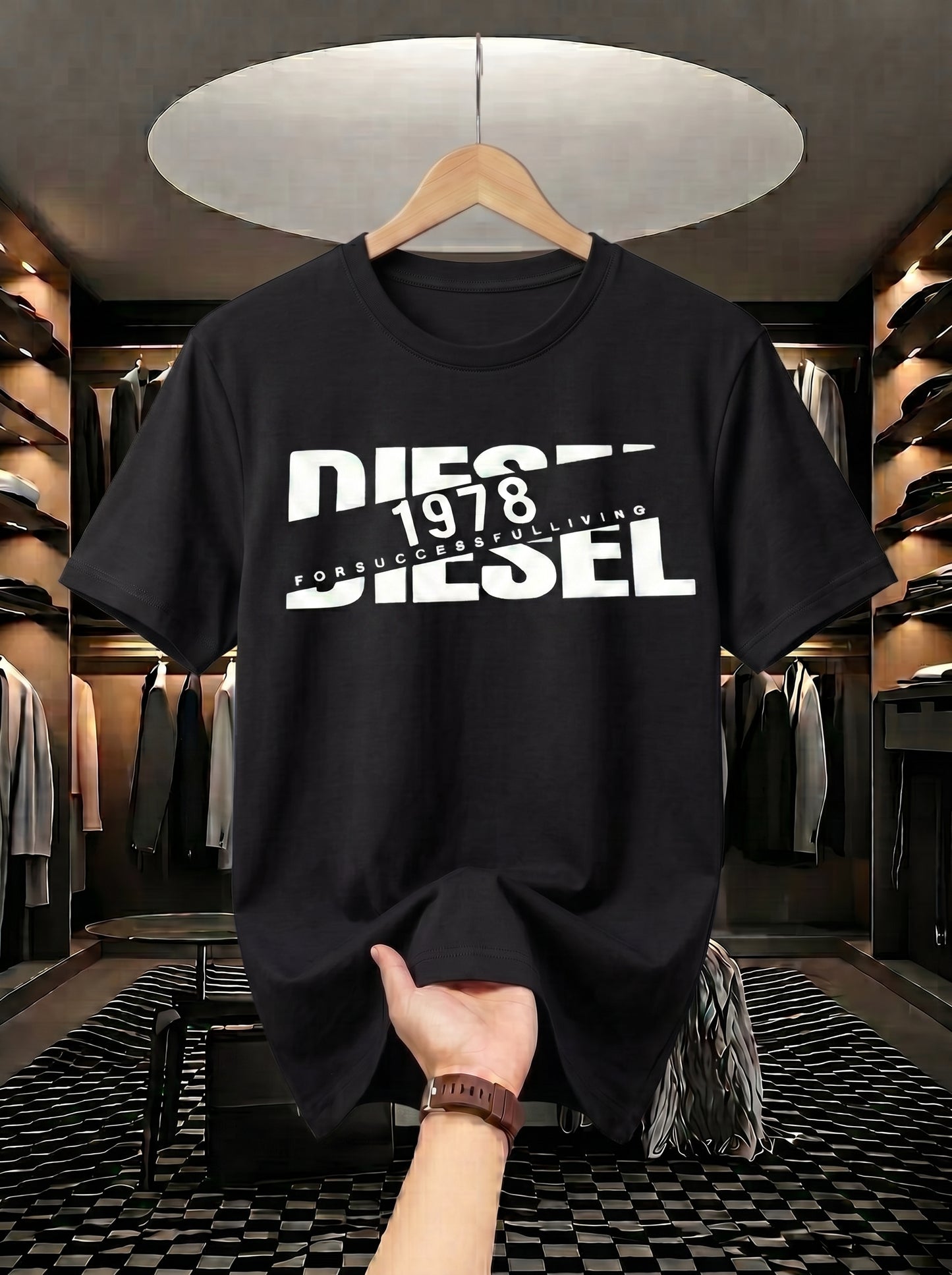 Evenway Men's Diesel 1978 Graphic Printed T-Shirt | Premium Cotton Casual Round Neck Tee