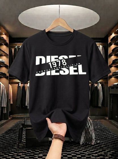 Evenway Men's Diesel 1978 Graphic Printed T-Shirt | Premium Cotton Casual Round Neck Tee