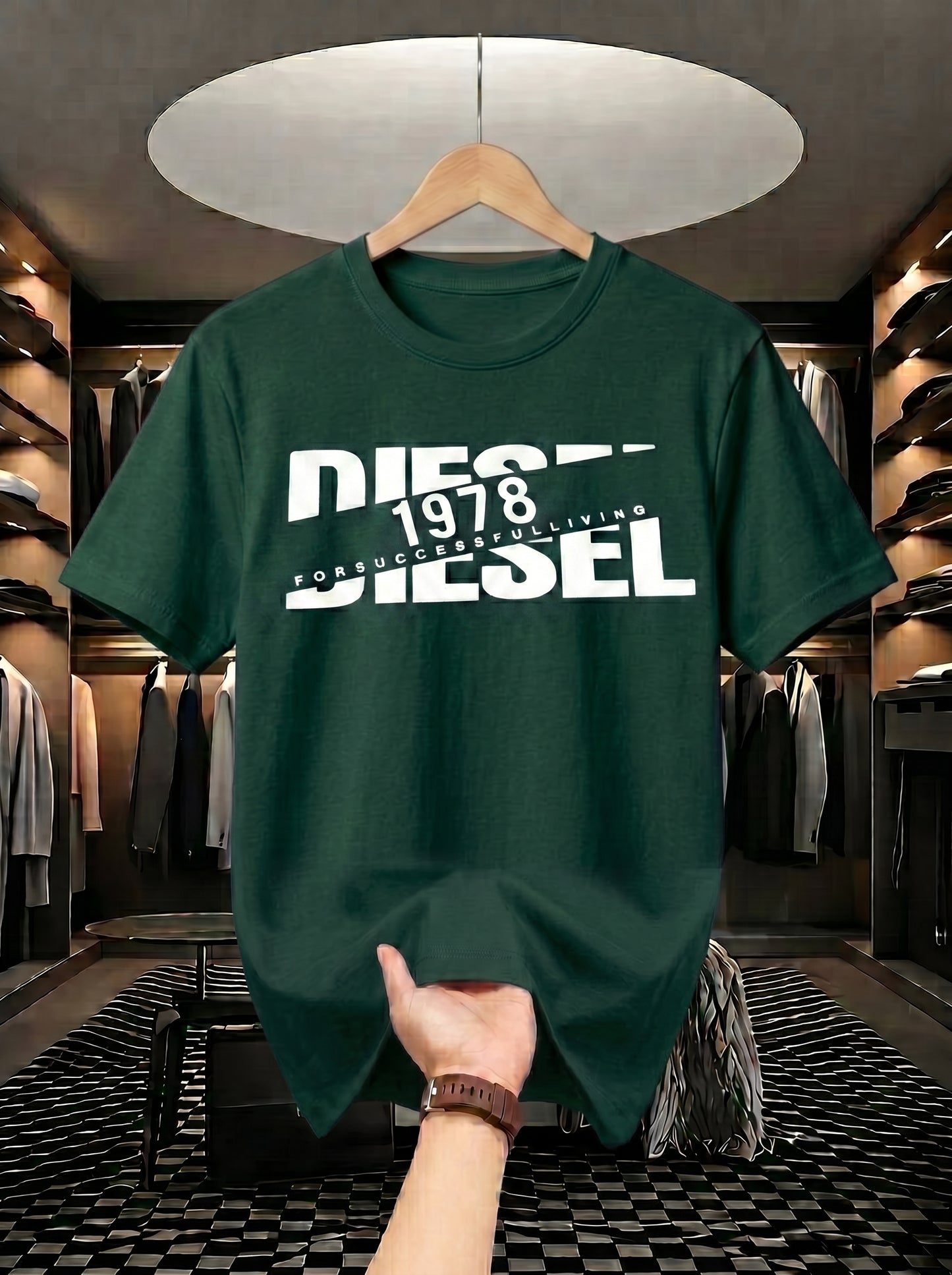 Evenway Men's Diesel 1978 Graphic Printed T-Shirt | Premium Cotton Casual Round Neck Tee