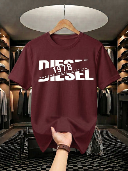 Evenway Men's Diesel 1978 Graphic Printed T-Shirt | Premium Cotton Casual Round Neck Tee