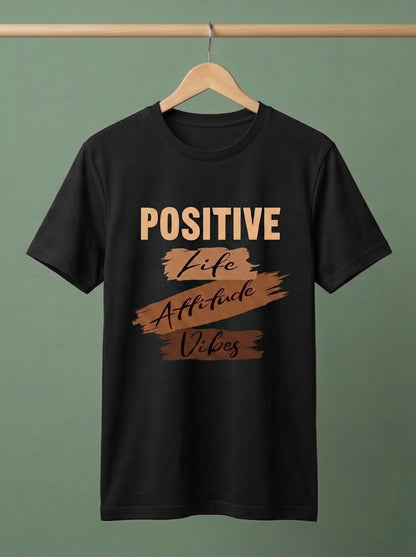 Evenway Men's Navy Blue Positive Life Attitude Vibes Graphic Printed Cotton Round Neck T-Shirt