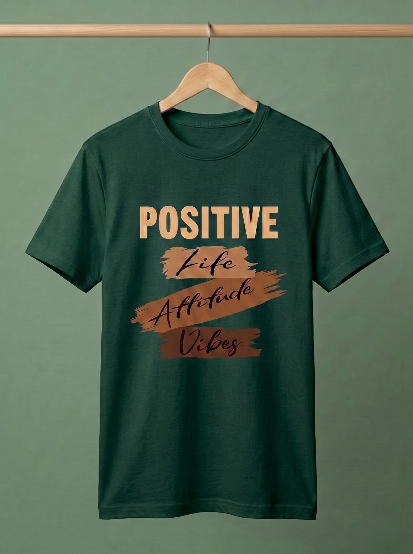 Evenway Men's Navy Blue Positive Life Attitude Vibes Graphic Printed Cotton Round Neck T-Shirt