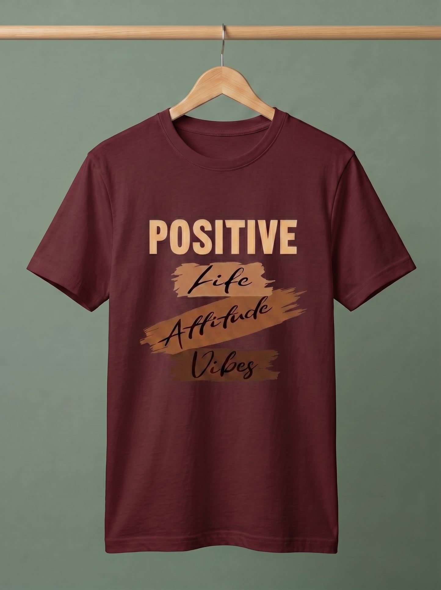 Evenway Men's Navy Blue Positive Life Attitude Vibes Graphic Printed Cotton Round Neck T-Shirt