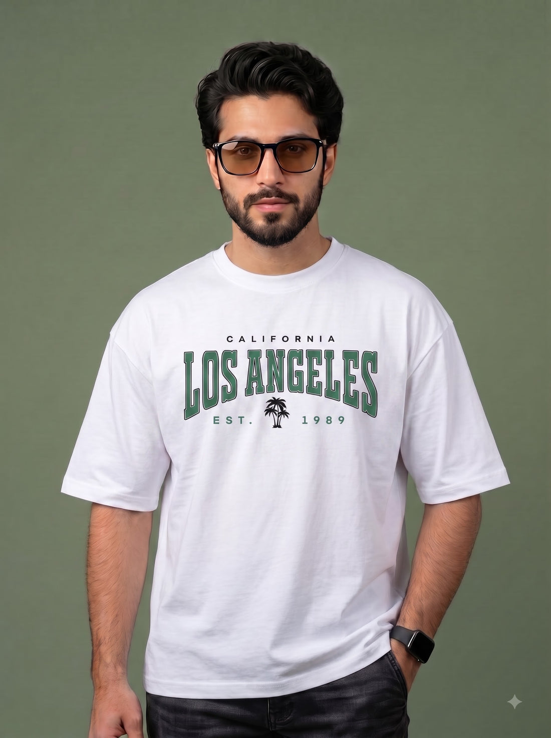 Men's White Los Angeles 1989 Oversized T-Shirt