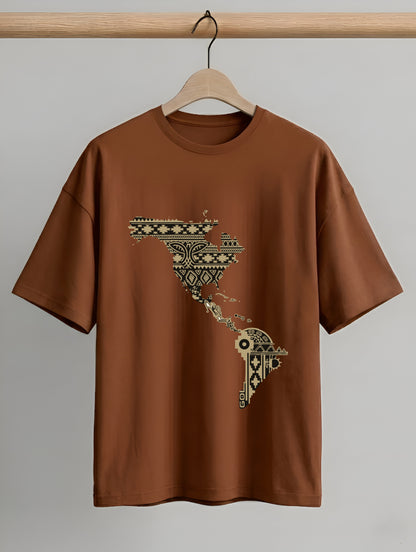 Evenway Latin America Map Graphic Premium Cotton Oversized Tee