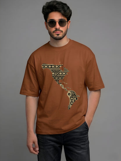 Evenway Latin America Map Graphic Premium Cotton Oversized Tee