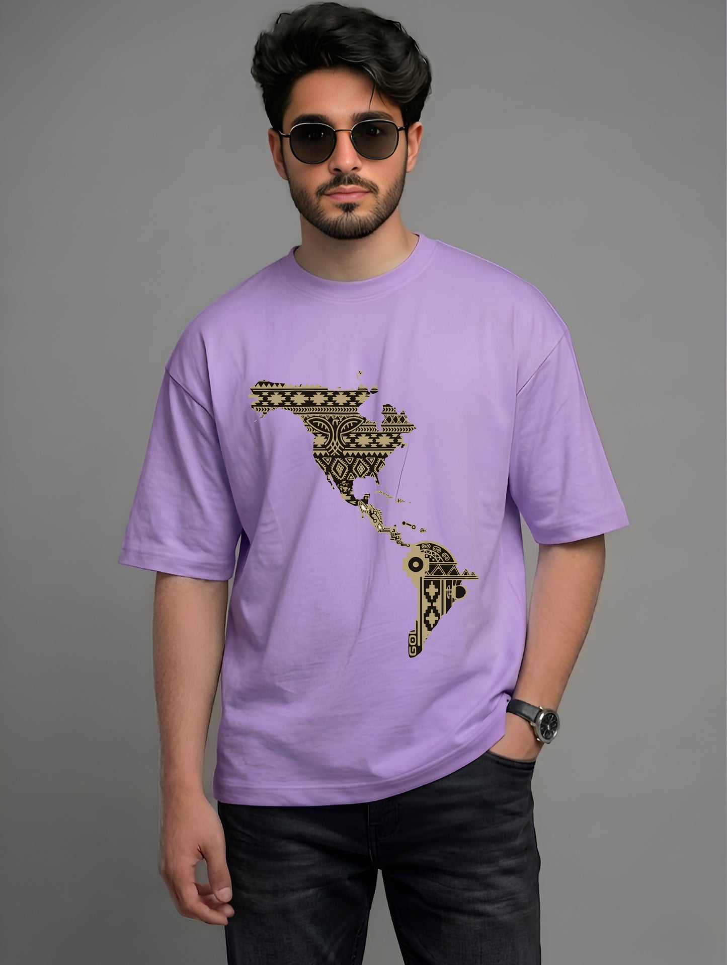 Evenway Latin America Map Graphic Premium Cotton Oversized Tee