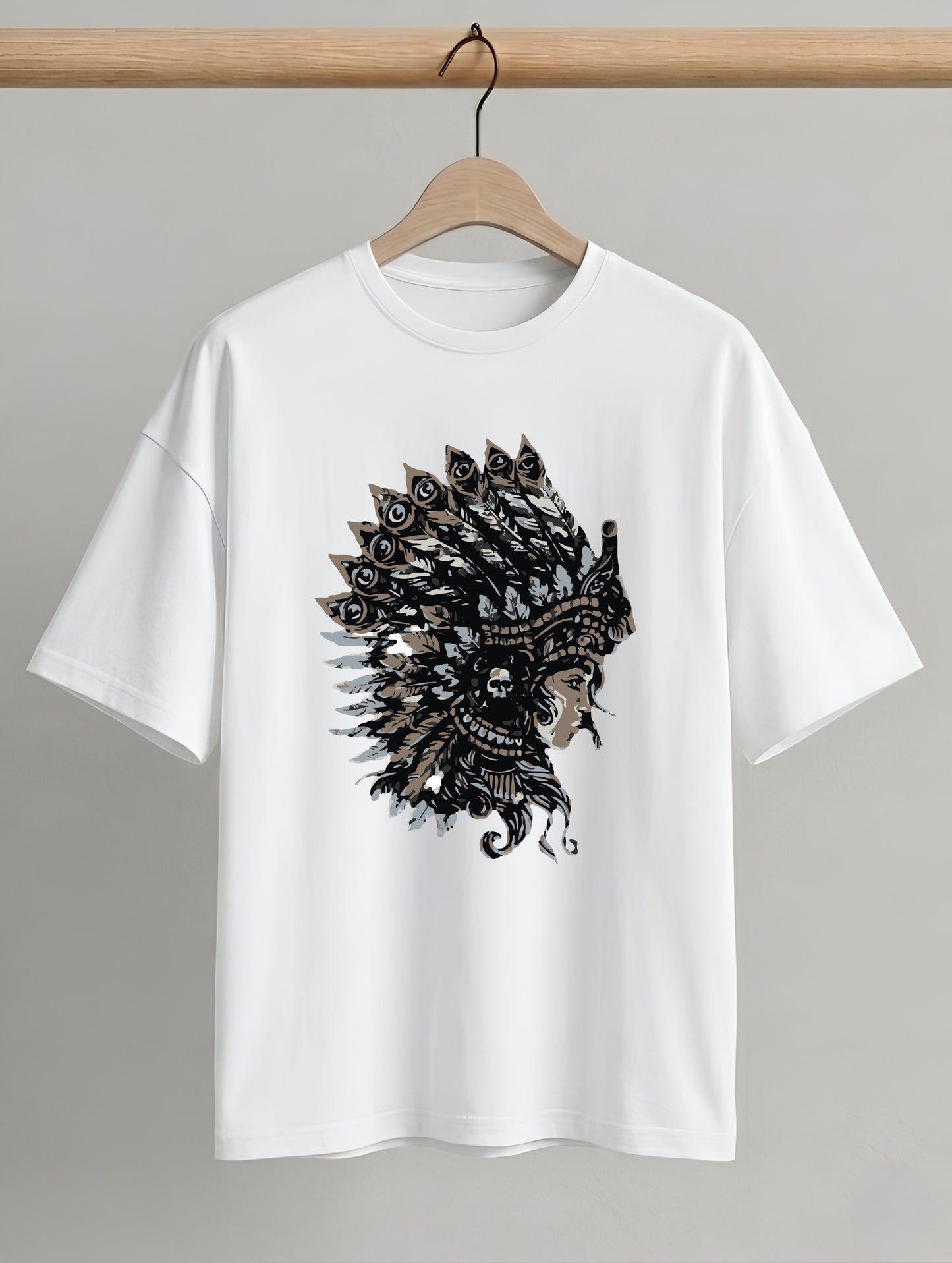 Evenway Tribal Feather Headdress Graphic Native Inspired Tee
